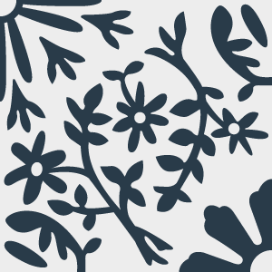 Decorative cement tile Nature II with flowers and petals, leaves and foliage, diagonals and zigzags